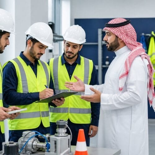 متدرب سعودي يتعرف على إجراءات السلامة والصحة المهنية ضمن دبلوم السلامة في أكاديمية بوشا بالرياض