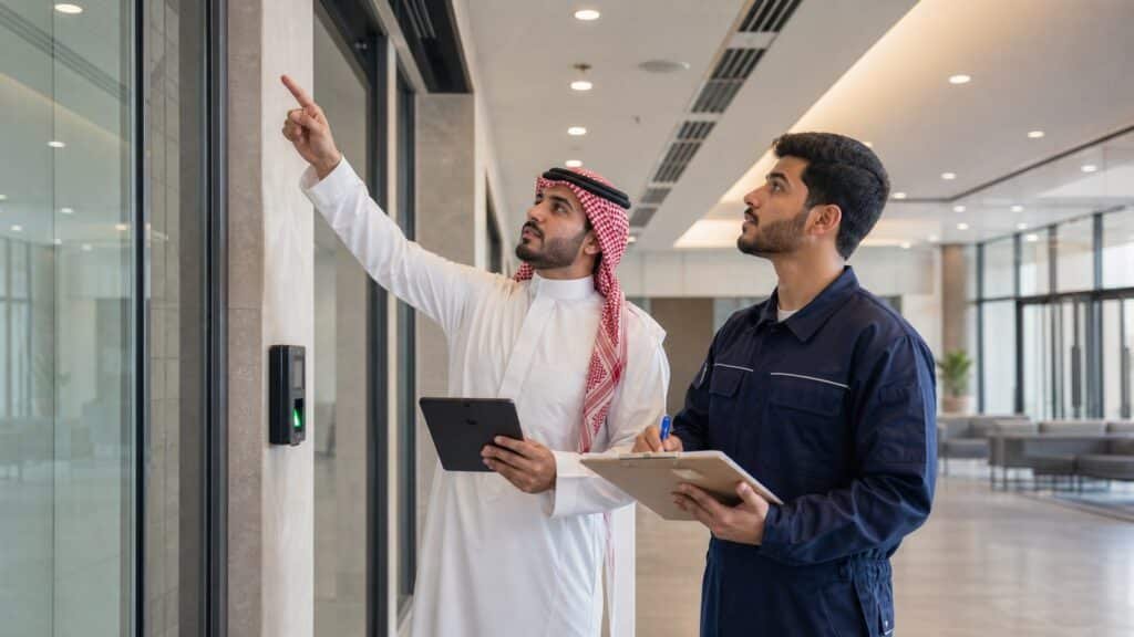 الاخبار 20 مدير مرافق ومتدرب سعوديان ينفذان جولة تشغيلية داخل مبنى حديث