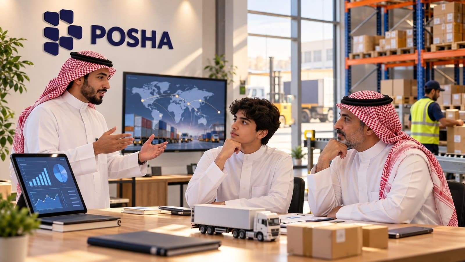 طالب سعودي وولي أمره يناقشان دبلوم إدارة سلاسل الإمداد بالرياض بالرياض مع مدرب